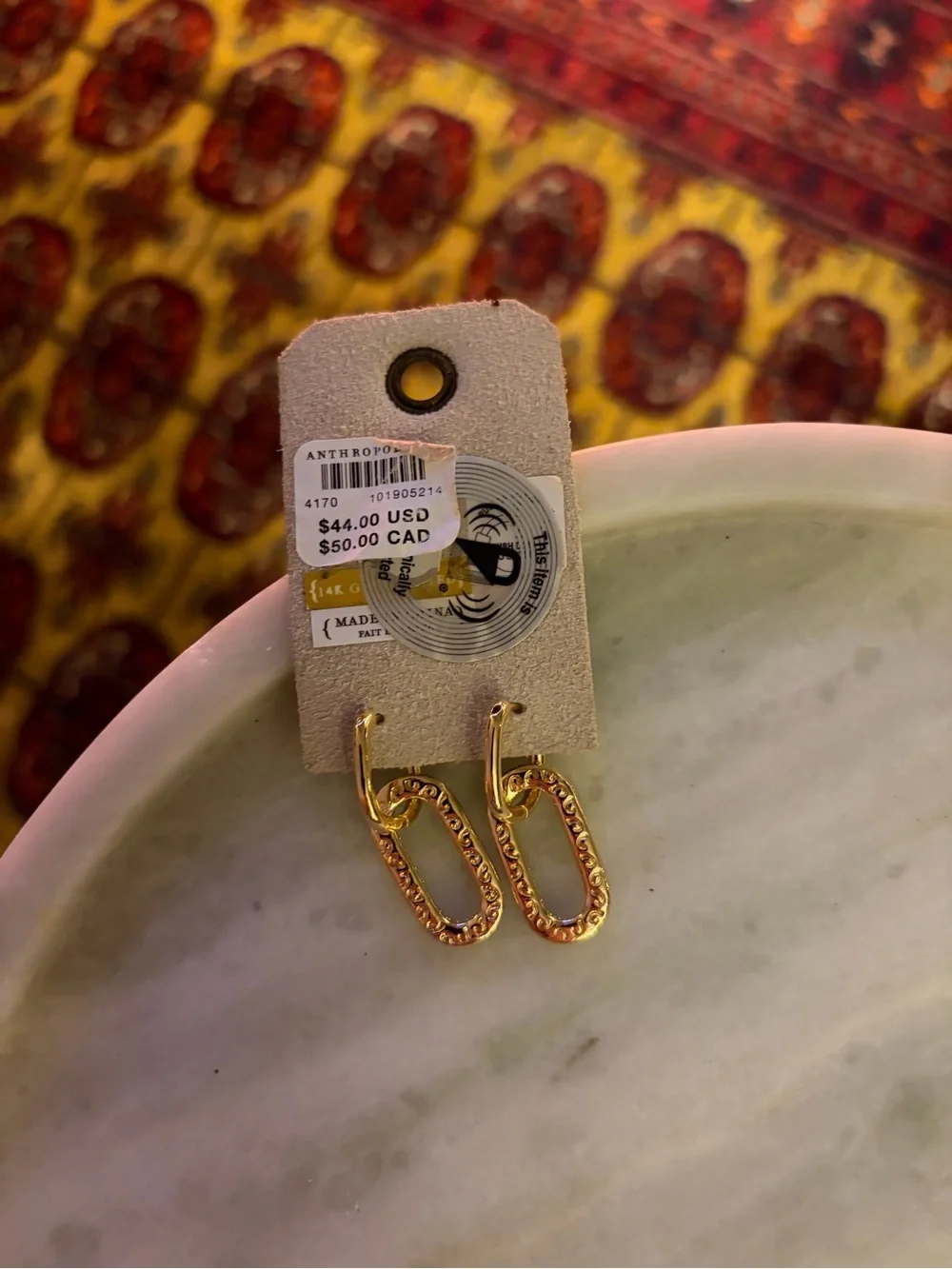 NWT 🏷️ Anthropologie Pavé Paperclip Link Huggie Earrings